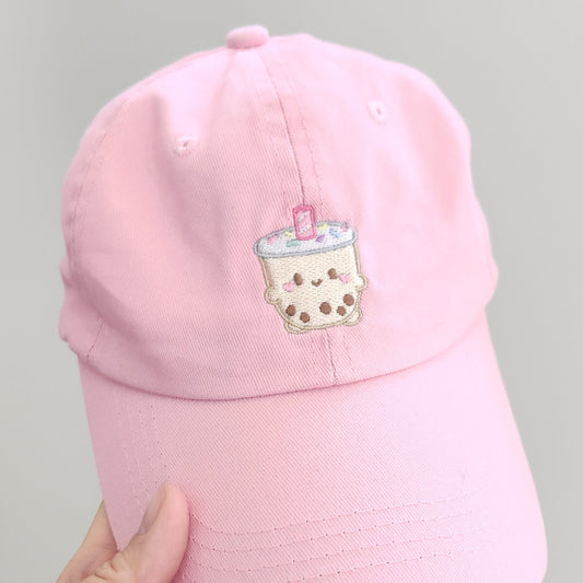 Cute Milk Tea/Boba Embroidery Hat