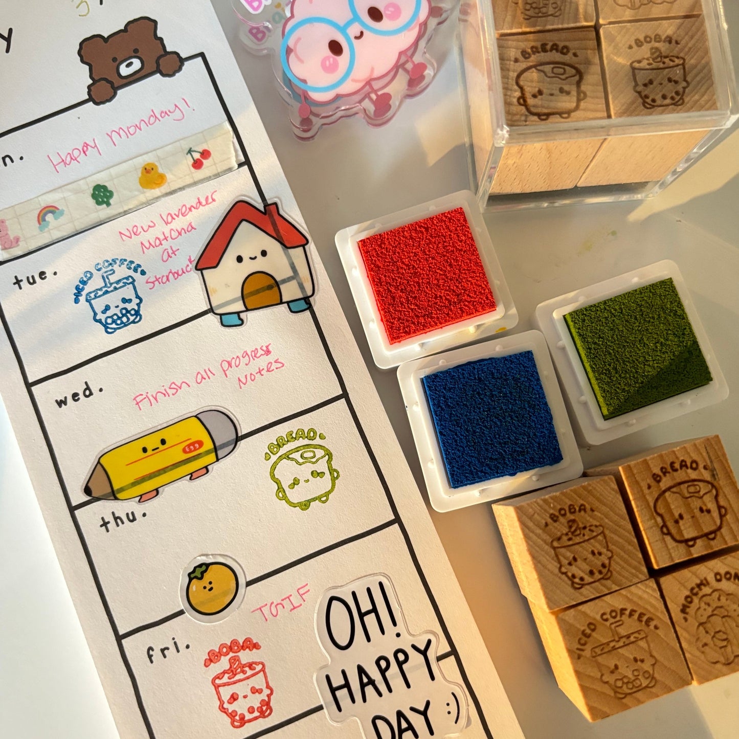 Mini cafe stationery stamp set