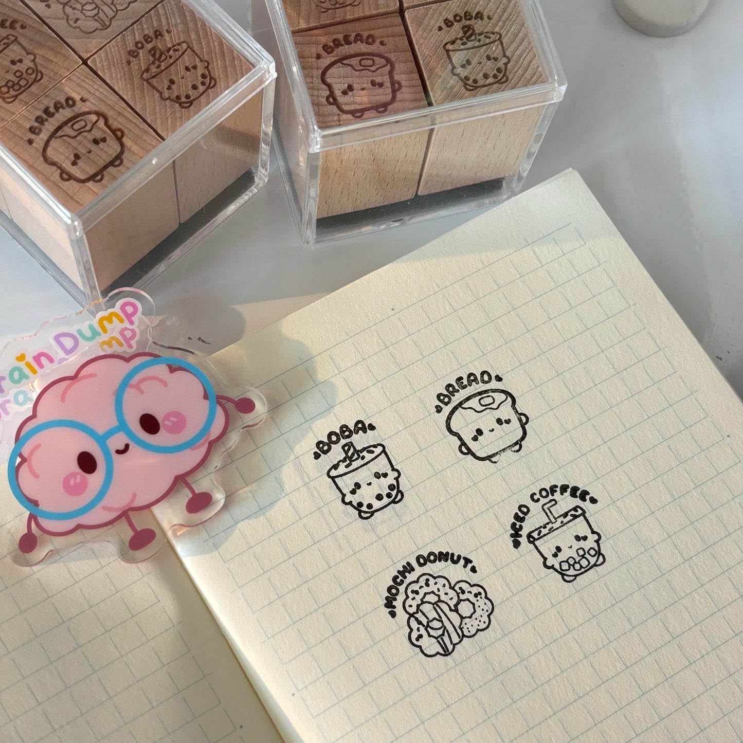 Mini cafe stationery stamp set