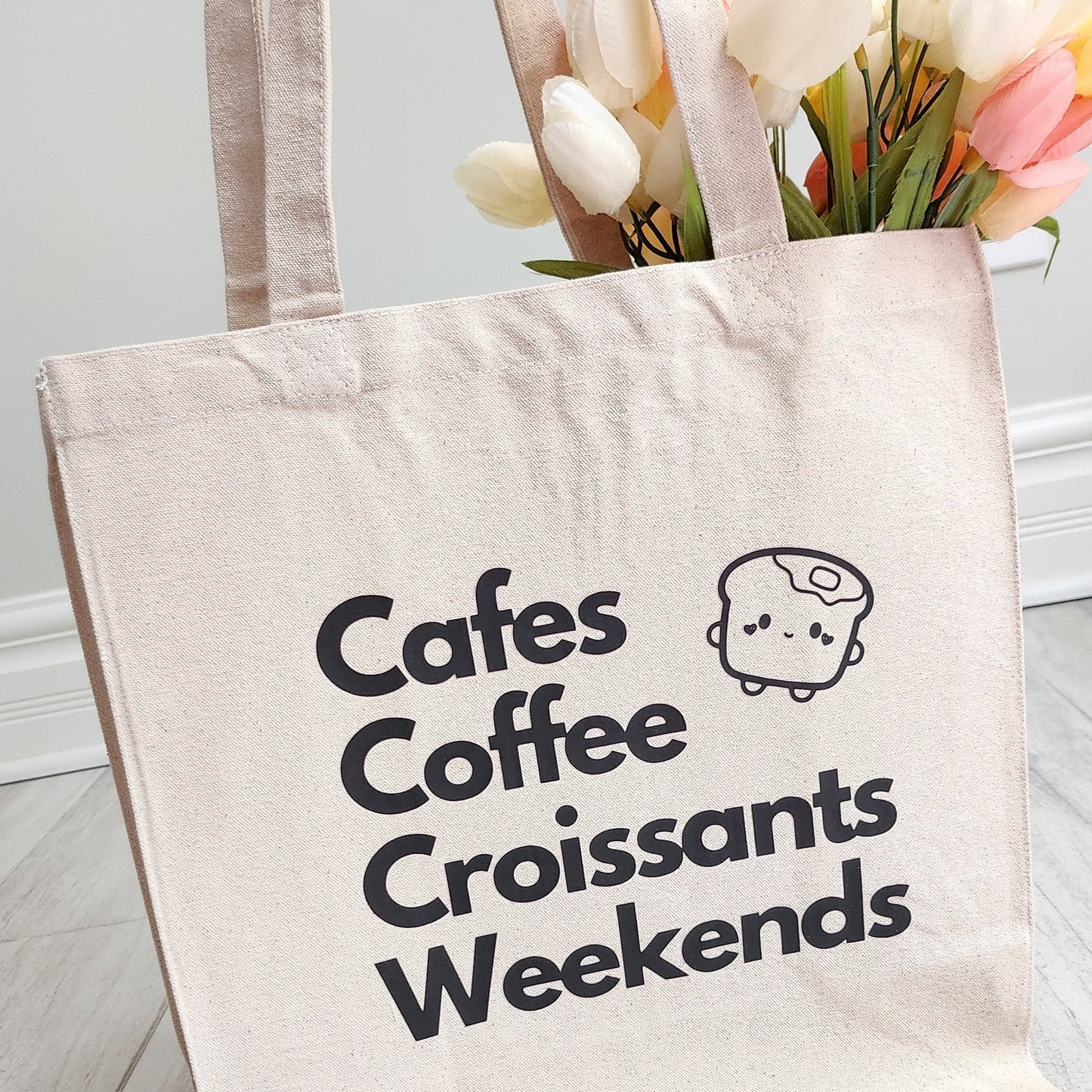 Cute Coffee and Cafe Canvas Tote Bag