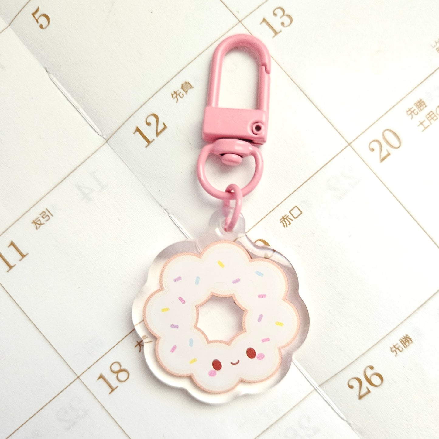 Cute Birthday Cake Mochi Donut Acrylic Charm/Keychain