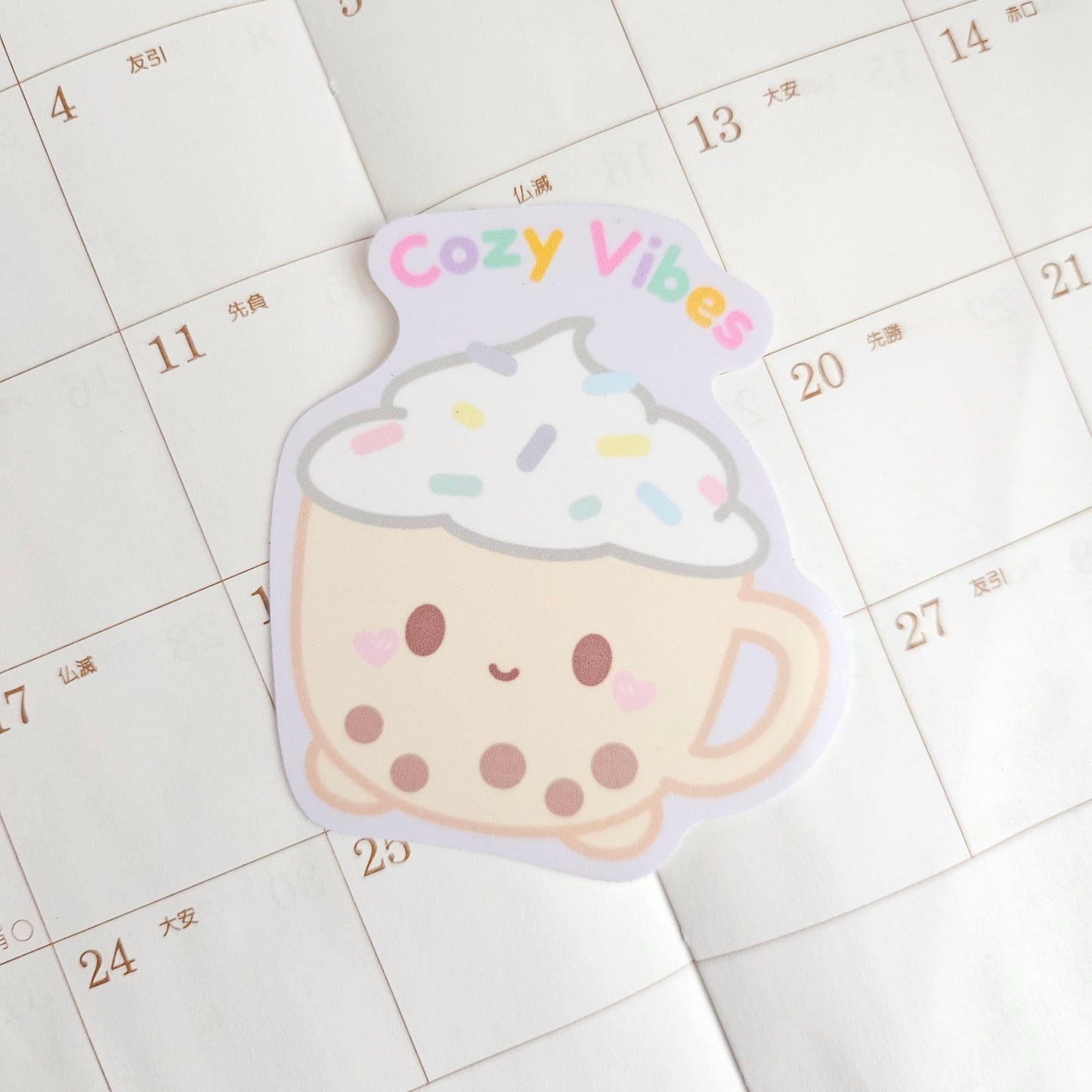 Cozy Vibes Latte Kawaii Sticker